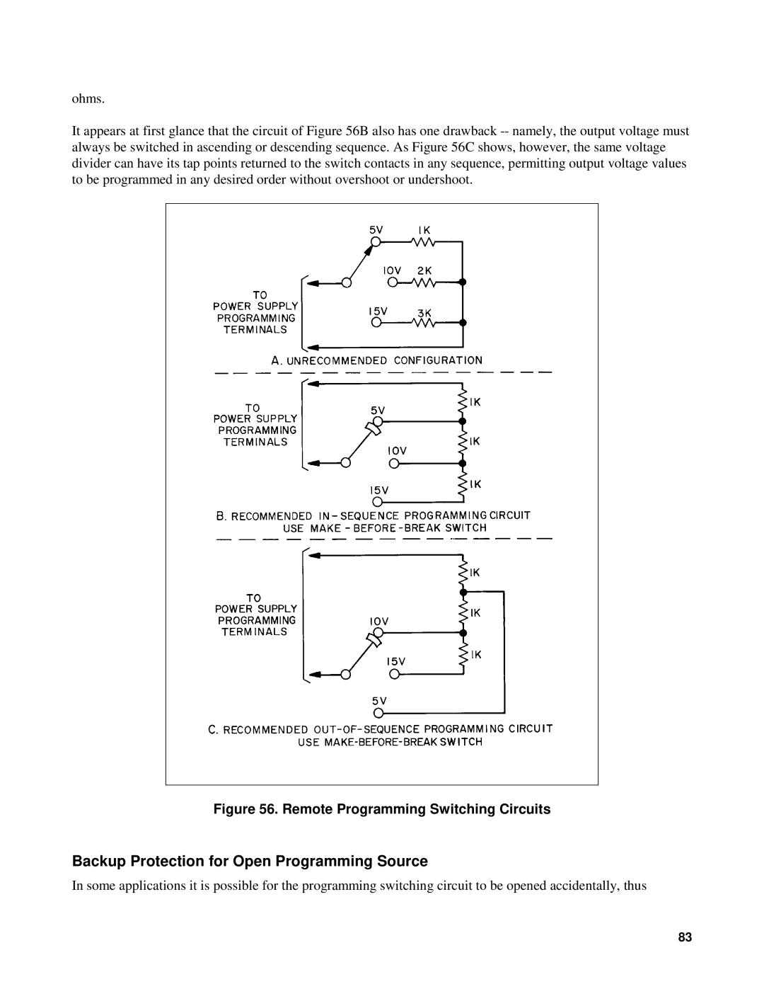 Agilent Technologies 90B manual Backup Protection for Open Programming Source, Remote Programming Switching Circuits 