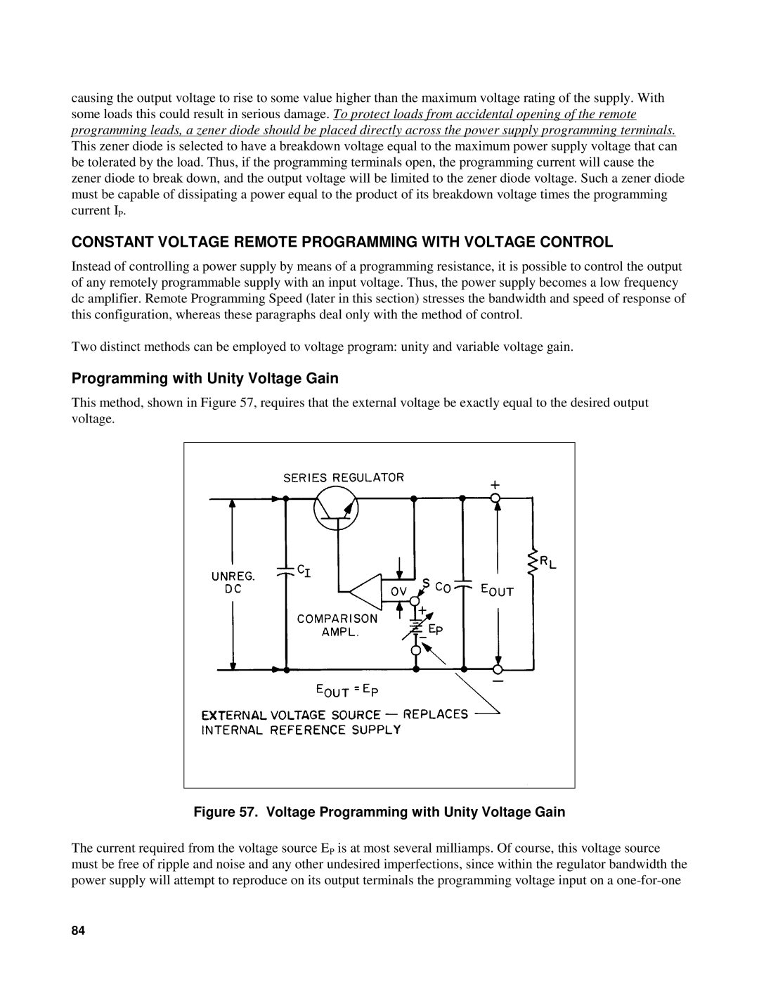 Agilent Technologies 90B Constant Voltage Remote Programming with Voltage Control, Programming with Unity Voltage Gain 