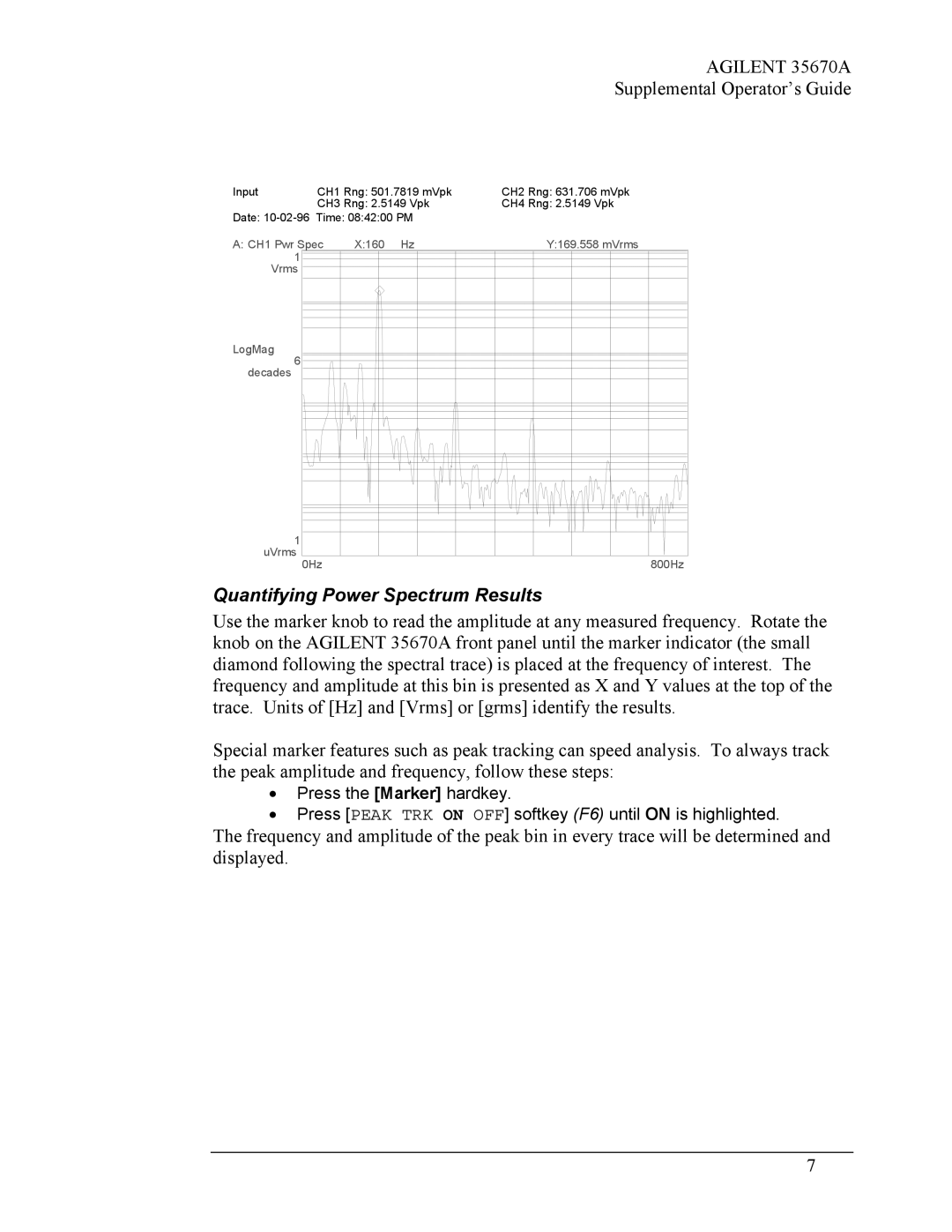 Agilent Technologies Agilent 35670A manual Quantifying Power Spectrum Results, CH4 