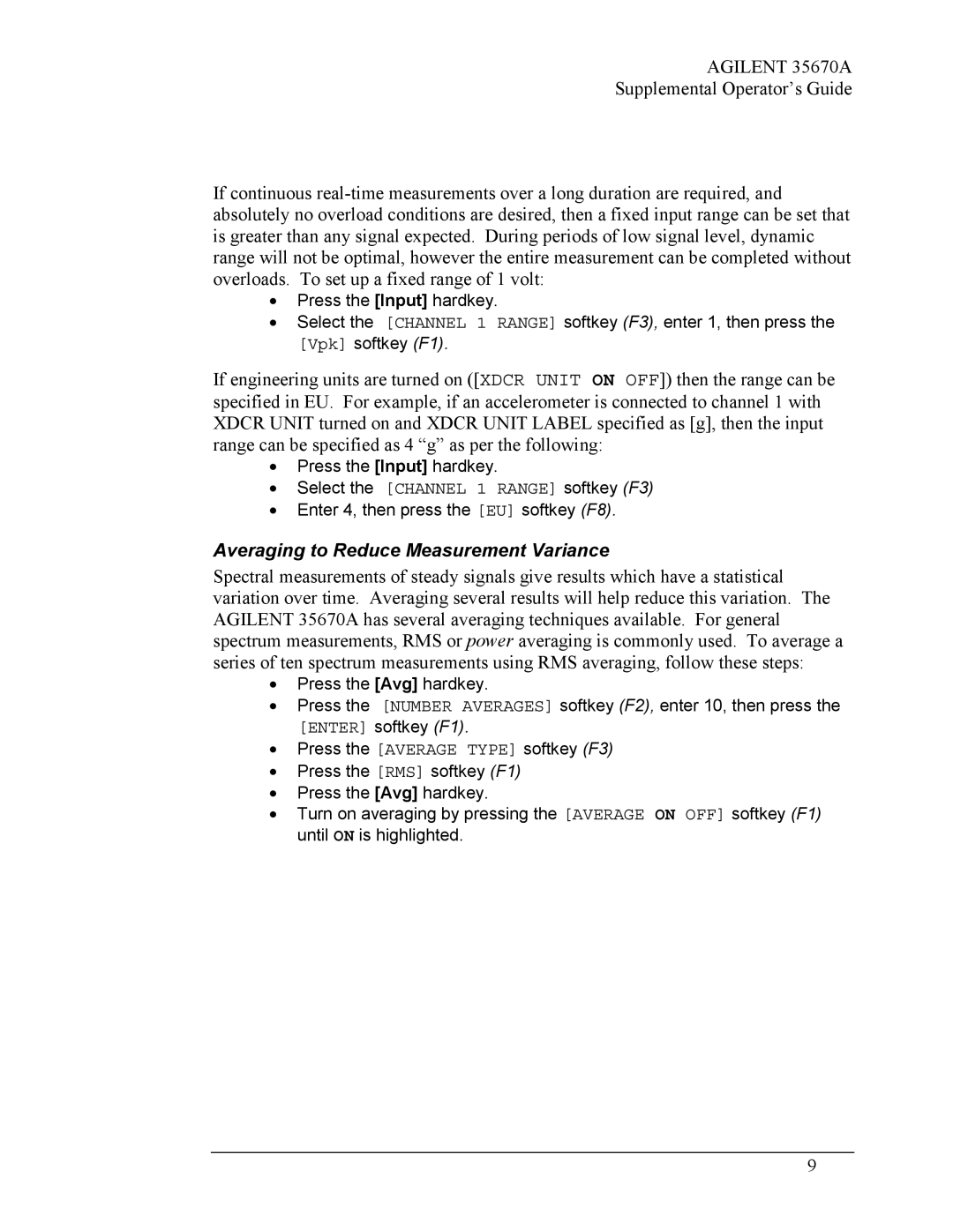 Agilent Technologies Agilent 35670A manual Averaging to Reduce Measurement Variance, Enter softkey F1 