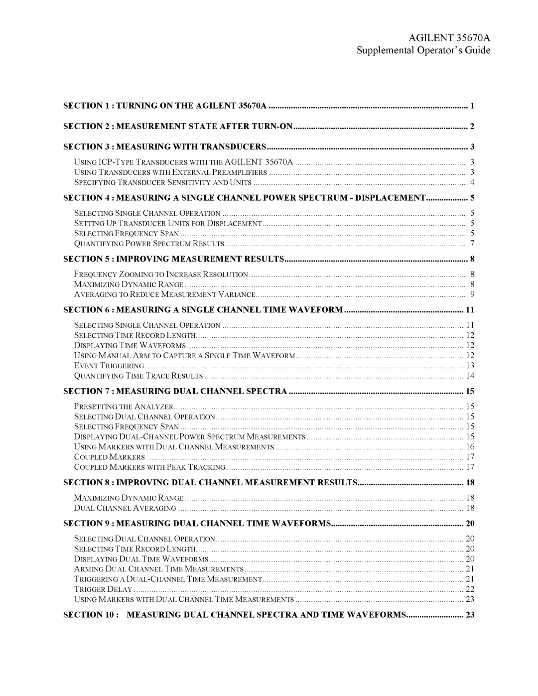 Agilent Technologies Agilent 35670A manual Supplemental Operator’s Guide 