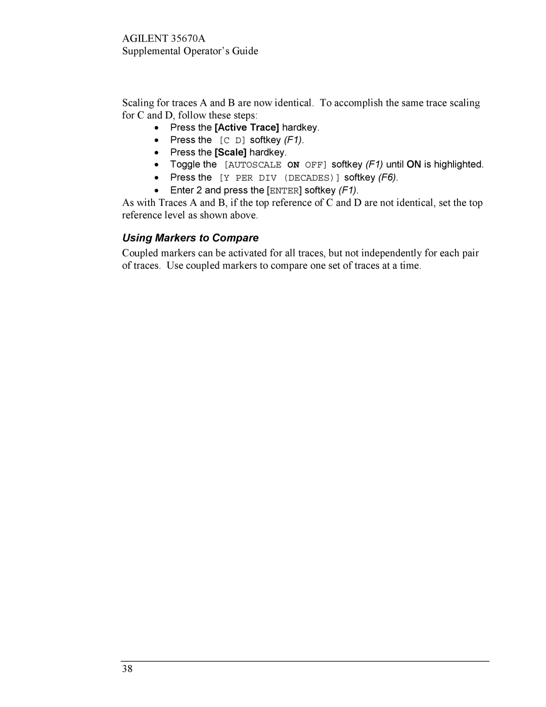 Agilent Technologies Agilent 35670A manual Using Markers to Compare 