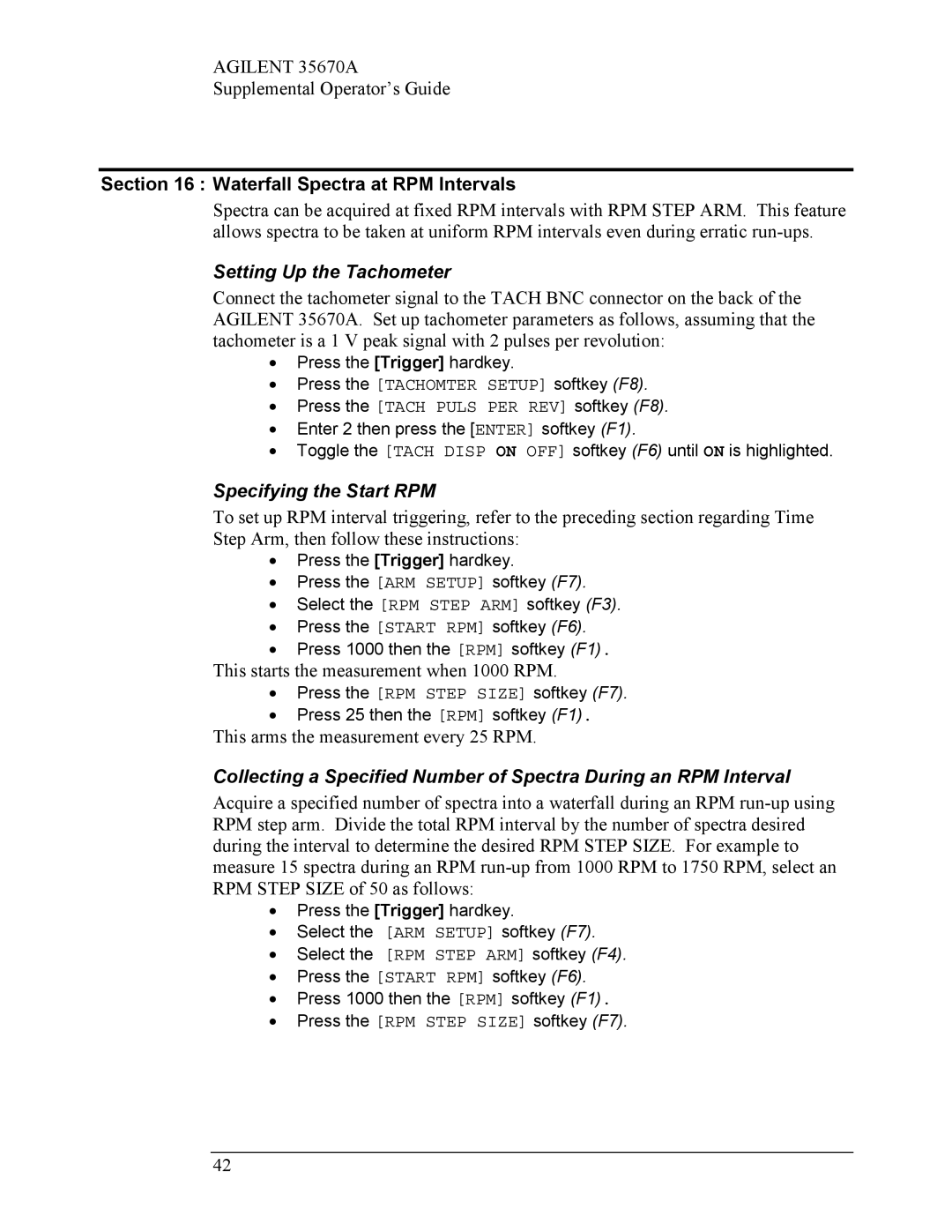 Agilent Technologies Agilent 35670A manual Waterfall Spectra at RPM Intervals, Setting Up the Tachometer 