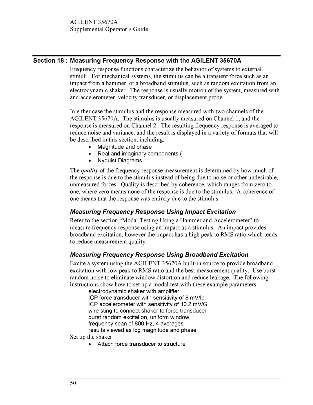 Agilent Technologies manual Measuring Frequency Response with the Agilent 35670A, Set up the shaker 