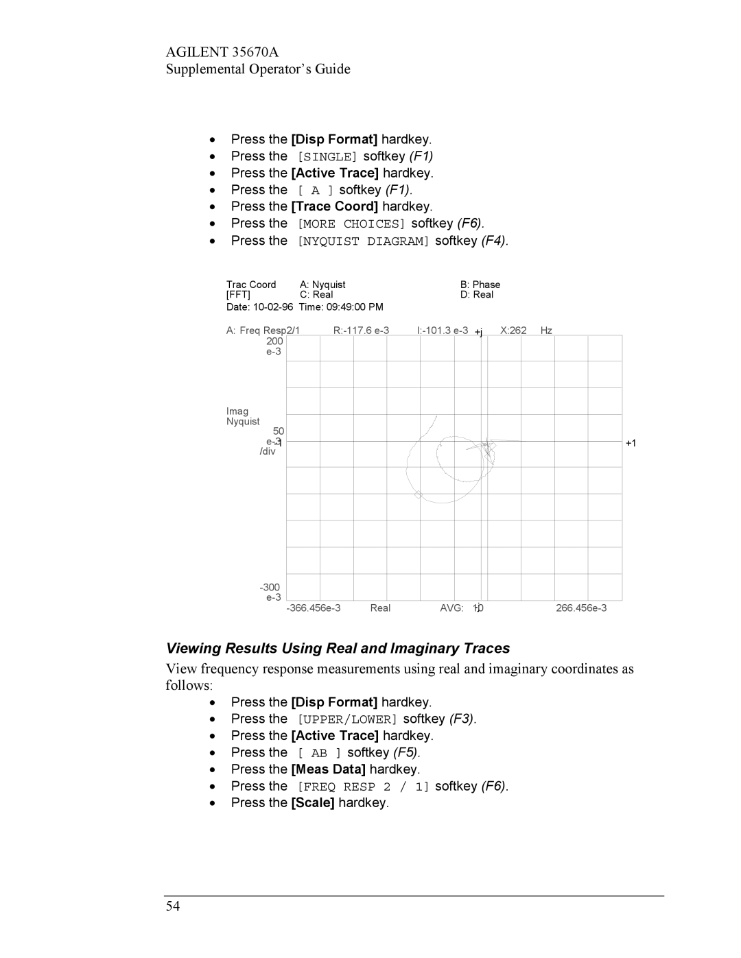 Agilent Technologies Agilent 35670A manual Viewing Results Using Real and Imaginary Traces 