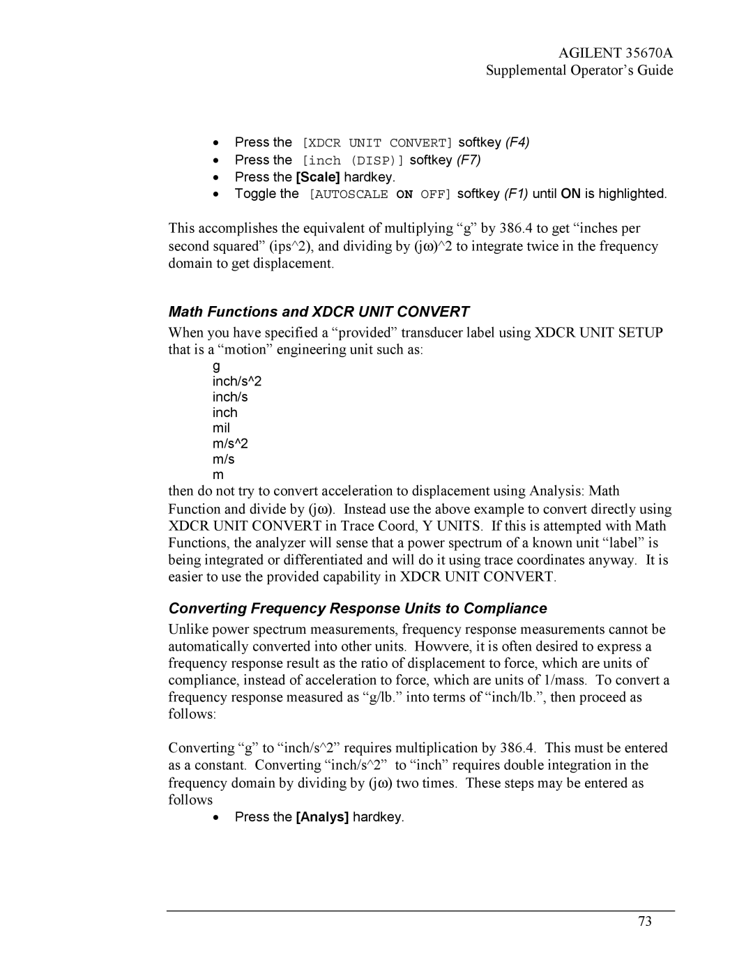 Agilent Technologies Agilent 35670A manual Math Functions and Xdcr Unit Convert 