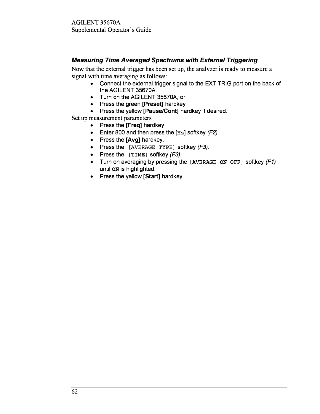 Agilent Technologies Agilent 35670A manual AGILENT 35670A Supplemental Operator’s Guide, Set up measurement parameters 