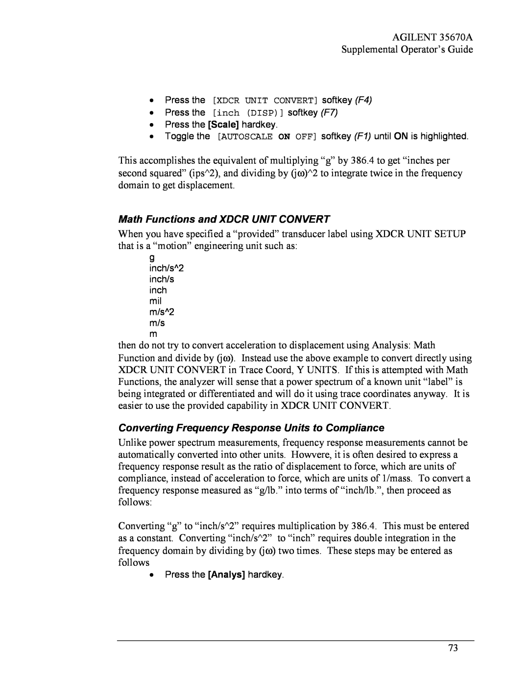Agilent Technologies Agilent 35670A manual Math Functions and XDCR UNIT CONVERT 