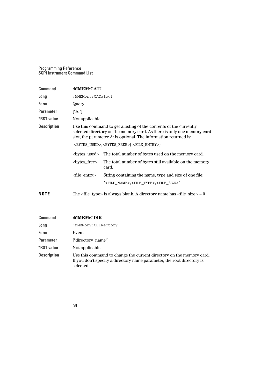 Agilent Technologies Agilent 81130A 400 Query, Filetype is always blank. a directory name has filesize =, Event, Selected 