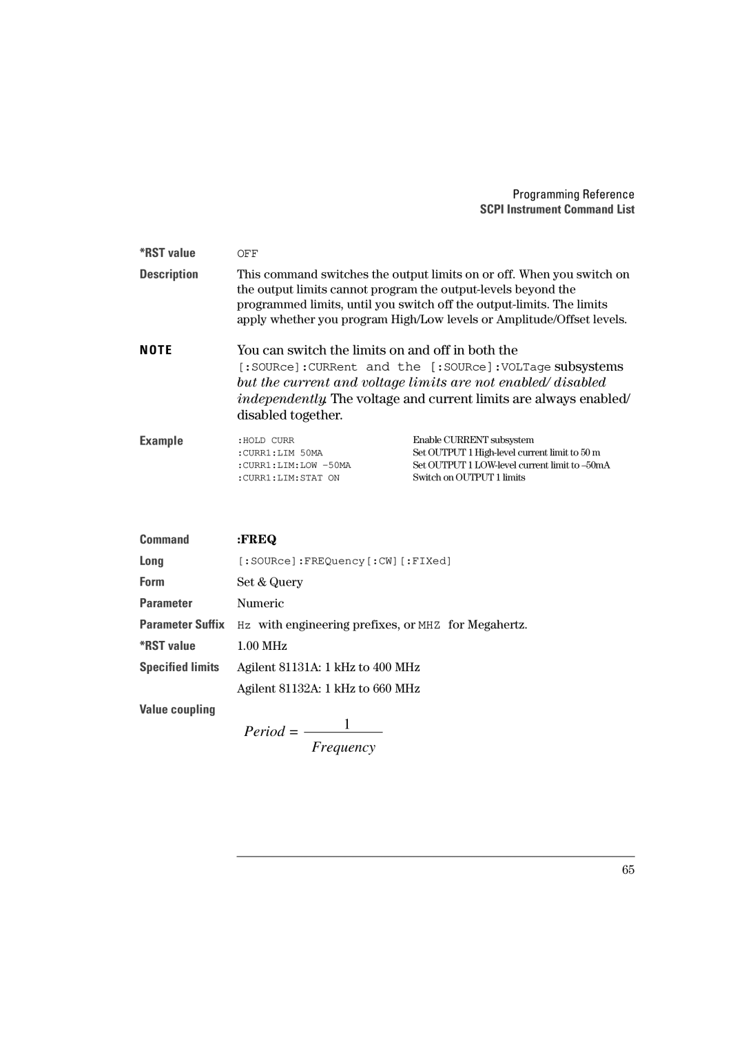 Agilent Technologies 660MHz Output limits cannot program the output-levels beyond, Agilent 81131A 1 kHz to 400 MHz 