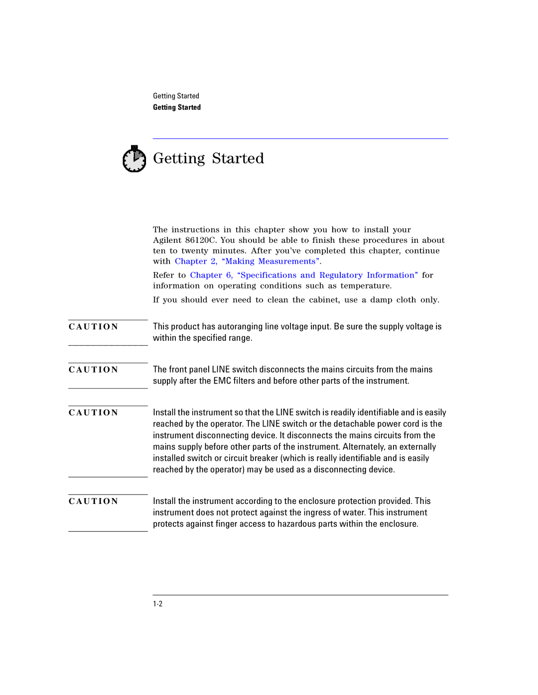 Agilent Technologies Agilent 86120C manual Getting Started 