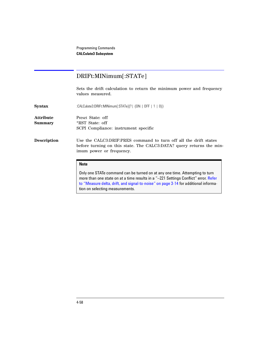 Agilent Technologies Agilent 86120C manual DRIFtMINimumSTATe, Imum power or frequency 