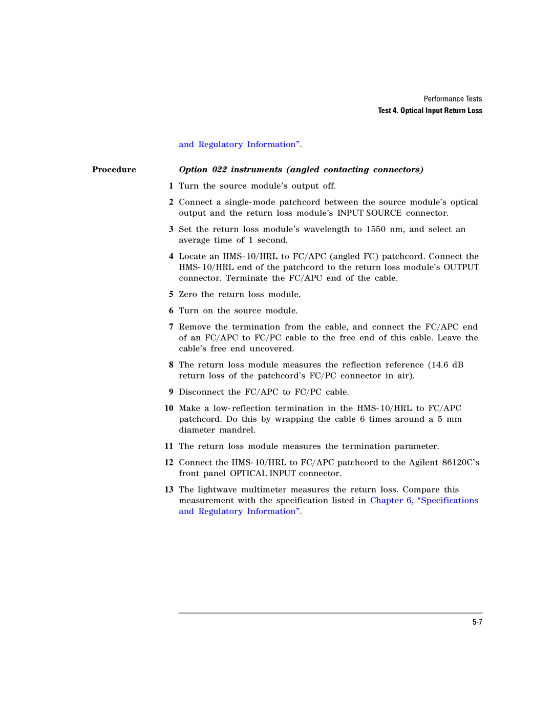 Agilent Technologies Agilent 86120C manual Regulatory Information 