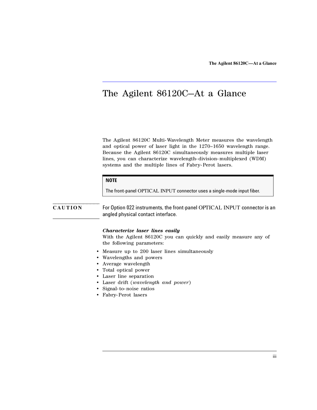 Agilent Technologies manual Agilent 86120C-At a Glance, Characterize laser lines easily 