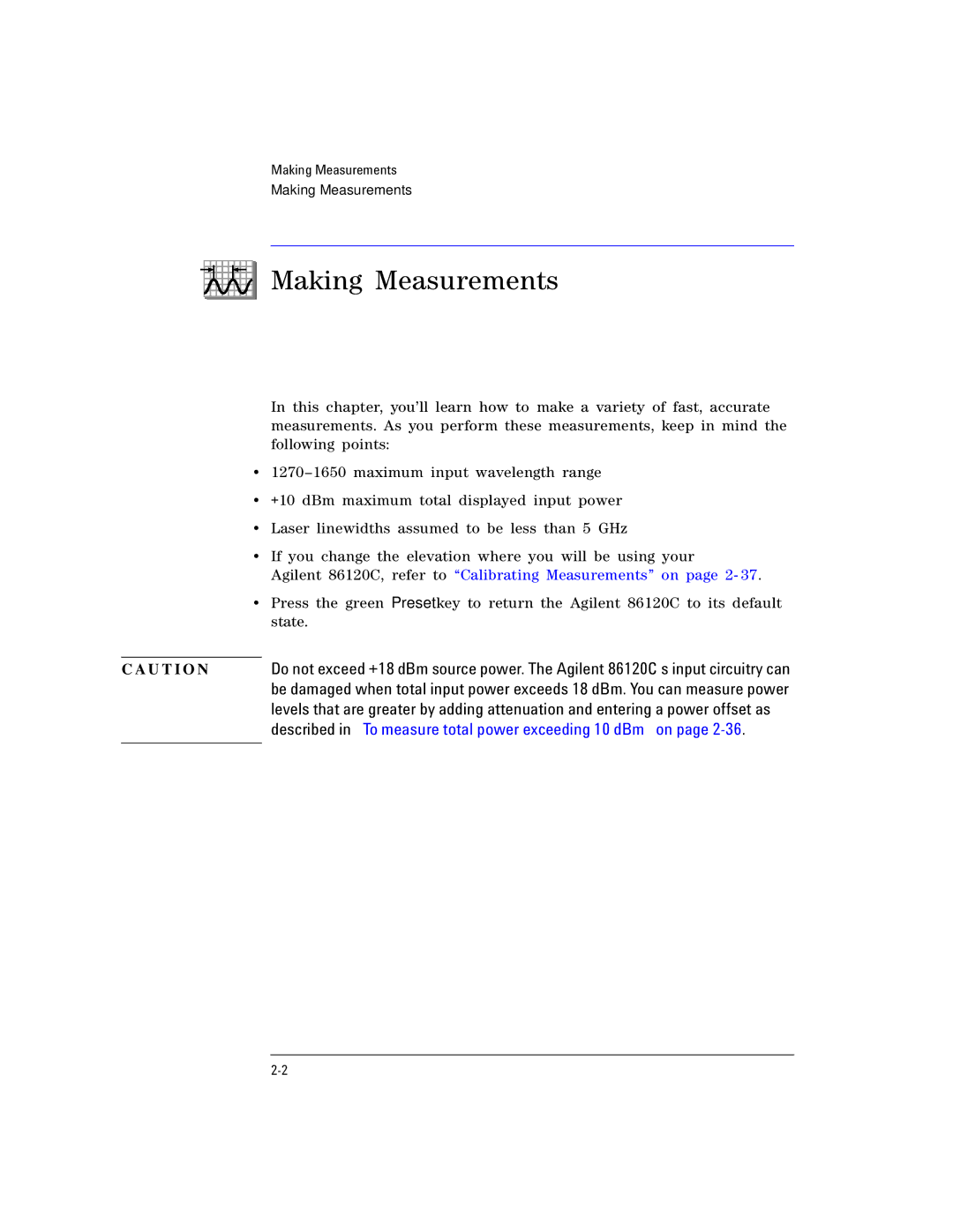 Agilent Technologies Agilent 86120C manual Making Measurements 