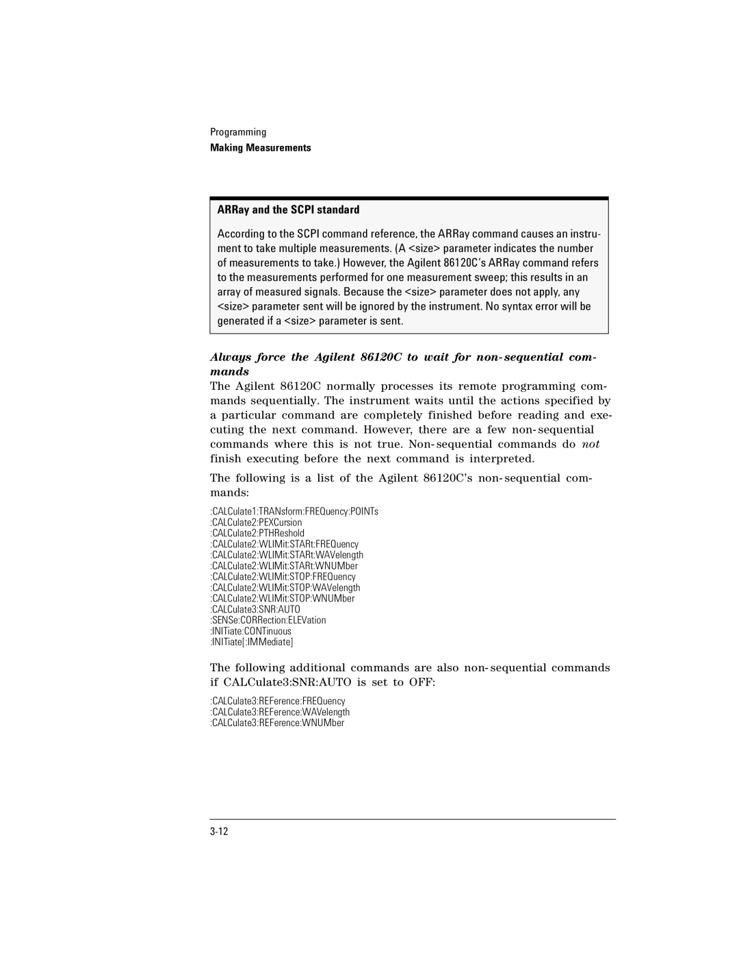 Agilent Technologies Agilent 86120C manual ARRay and the Scpi standard 