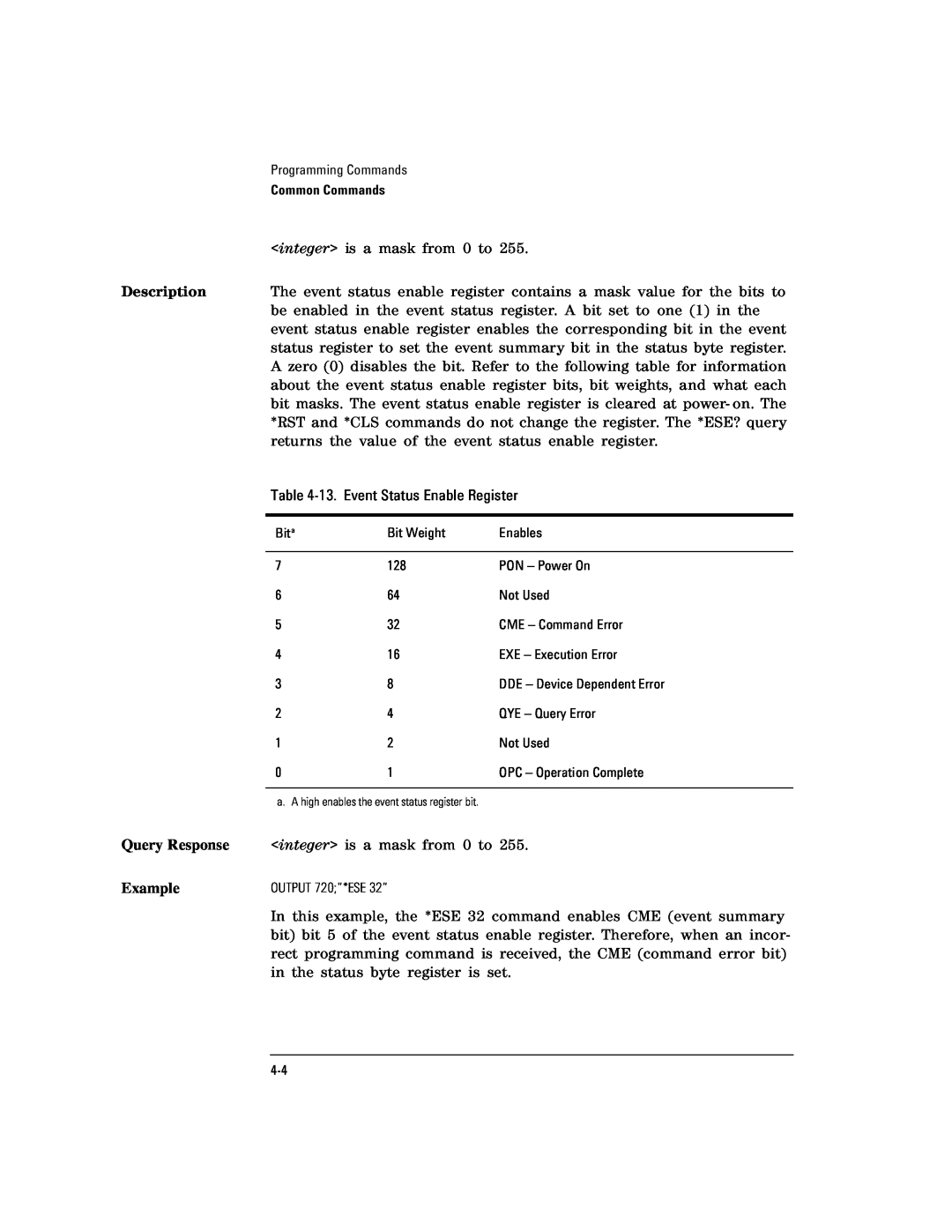 Agilent Technologies Agilent 86120C manual Query Response, Example 