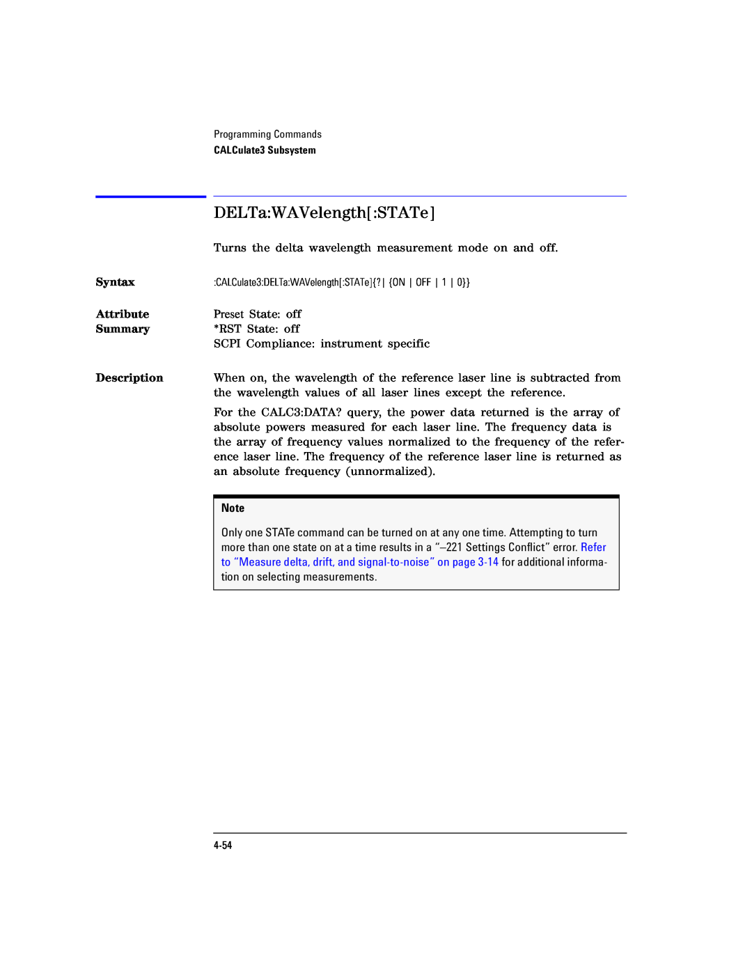 Agilent Technologies Agilent 86120C manual DELTaWAVelengthSTATe, Syntax, Attribute, Summary, Description 