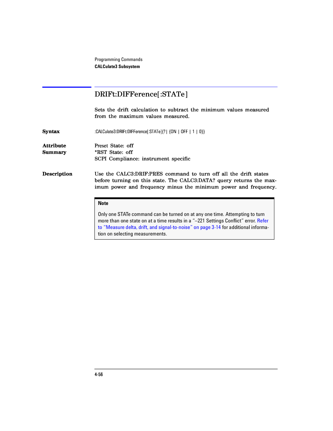 Agilent Technologies Agilent 86120C manual DRIFtDIFFerenceSTATe, Syntax, Attribute, Summary, Description 
