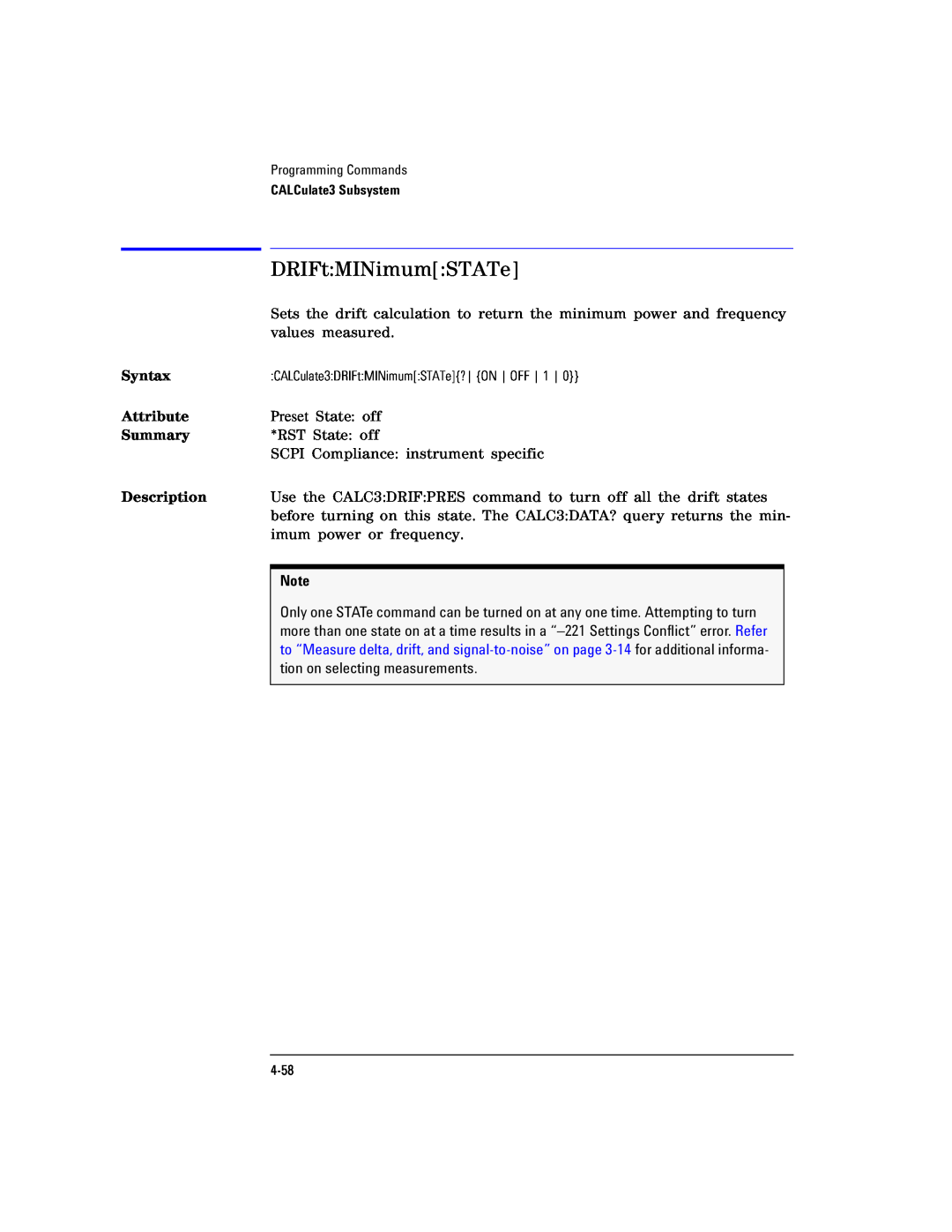 Agilent Technologies Agilent 86120C manual DRIFtMINimumSTATe, Syntax, Attribute, Summary, Description 