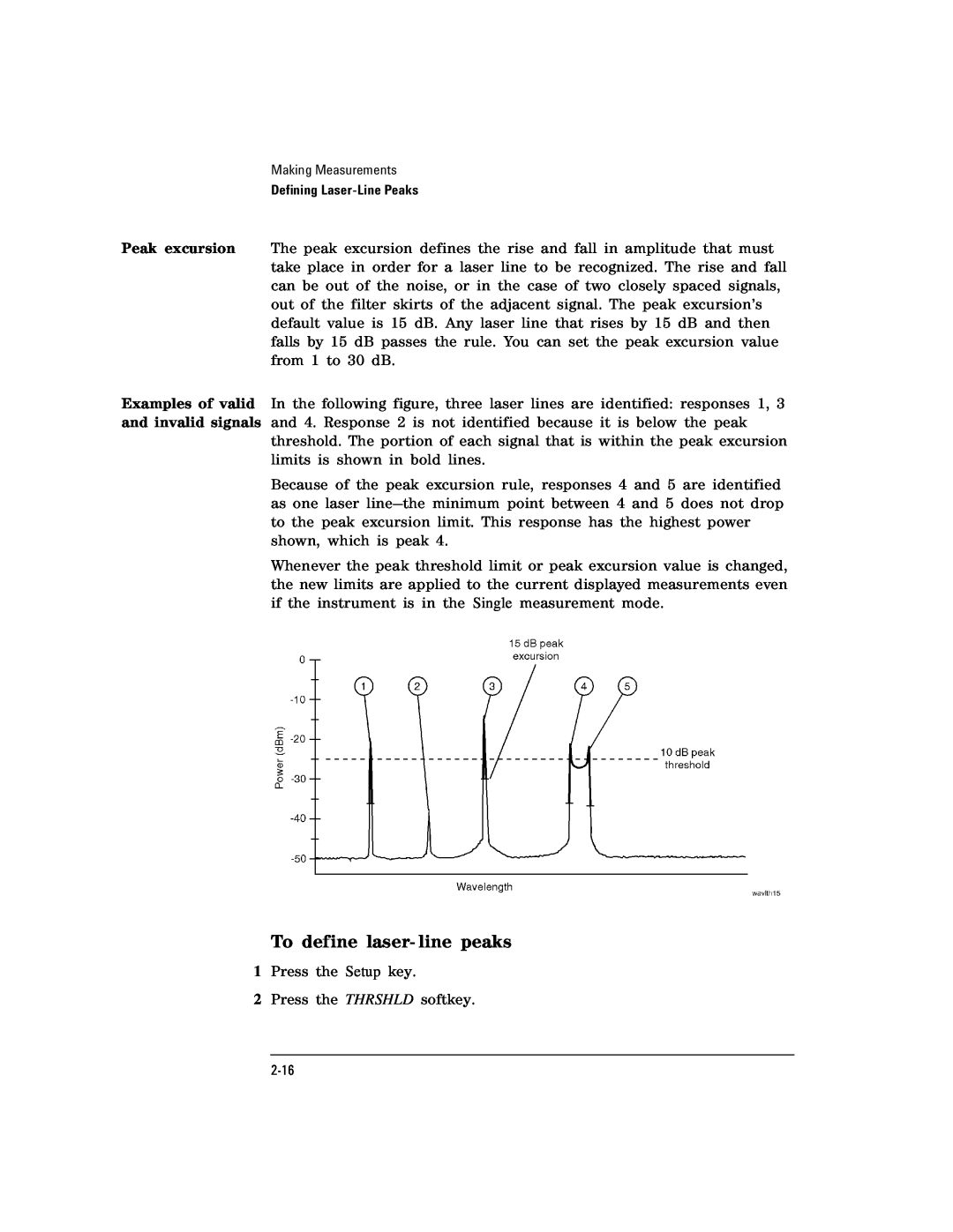 Agilent Technologies Agilent 86120C manual To define laser- line peaks 