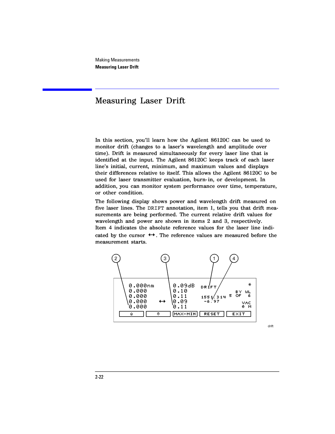 Agilent Technologies Agilent 86120C manual Measuring Laser Drift 