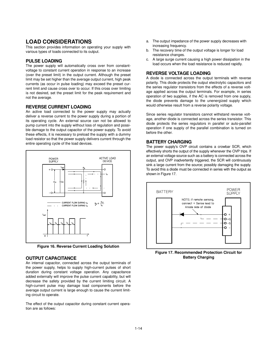 Agilent Technologies Agilent E3617A Serials KR83502522, Agilent E3616A Serials KR83502651 service manual Load Considerations 