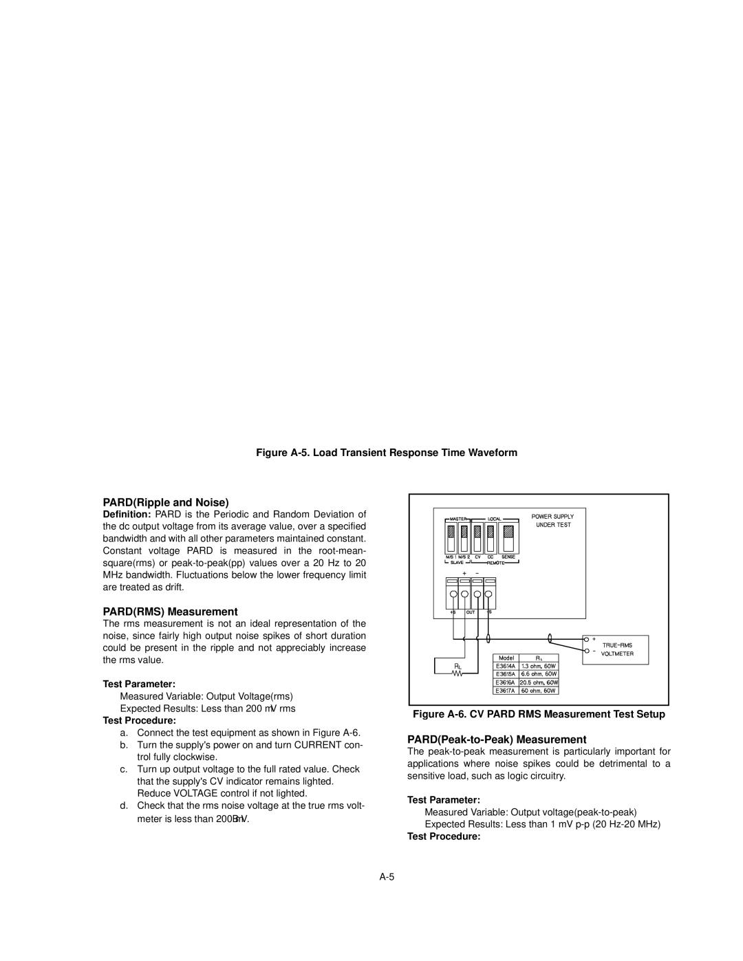 Agilent Technologies Agilent E3614A Serials KR83503035 service manual PARDRipple and Noise, Pardrms Measurement 