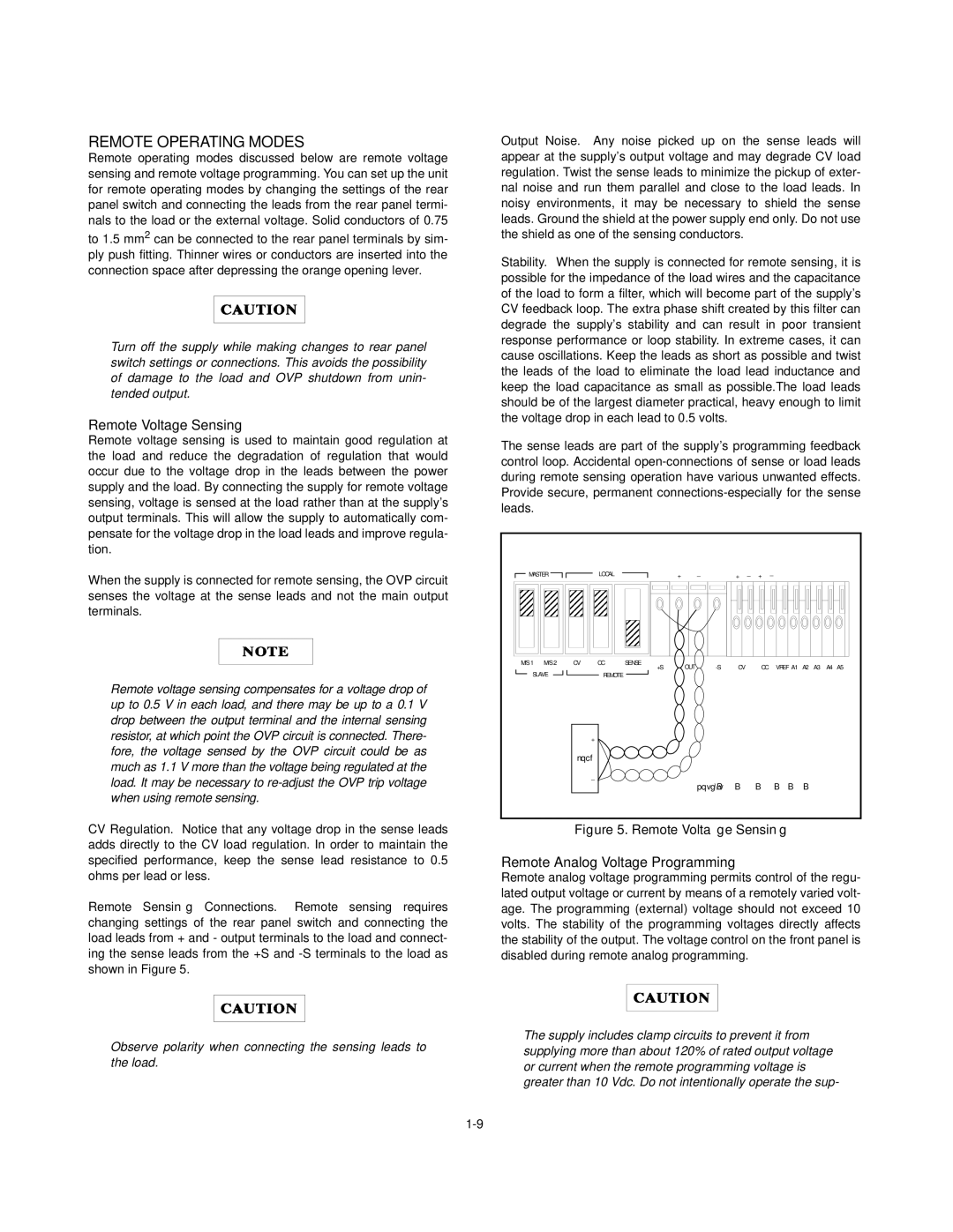 Agilent Technologies Agilent E3615A Serials KR83506197 service manual Remote Operating Modes, Remote Voltage Sensing 