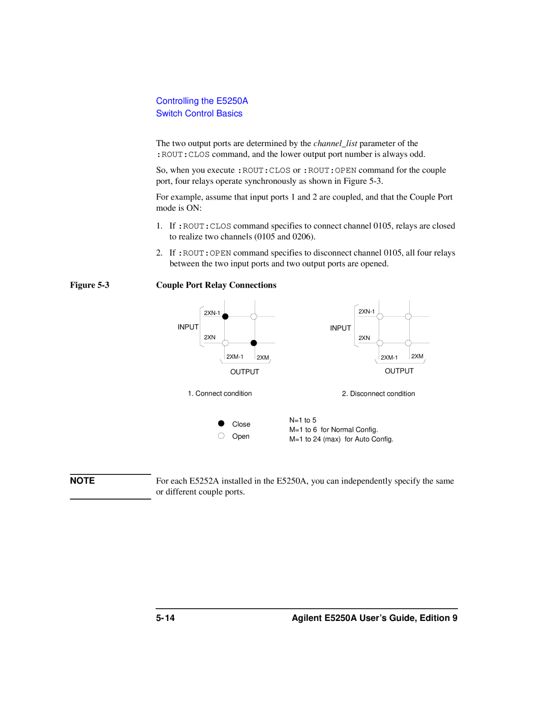 Agilent Technologies Agilent E5250A manual Couple Port Relay Connections 