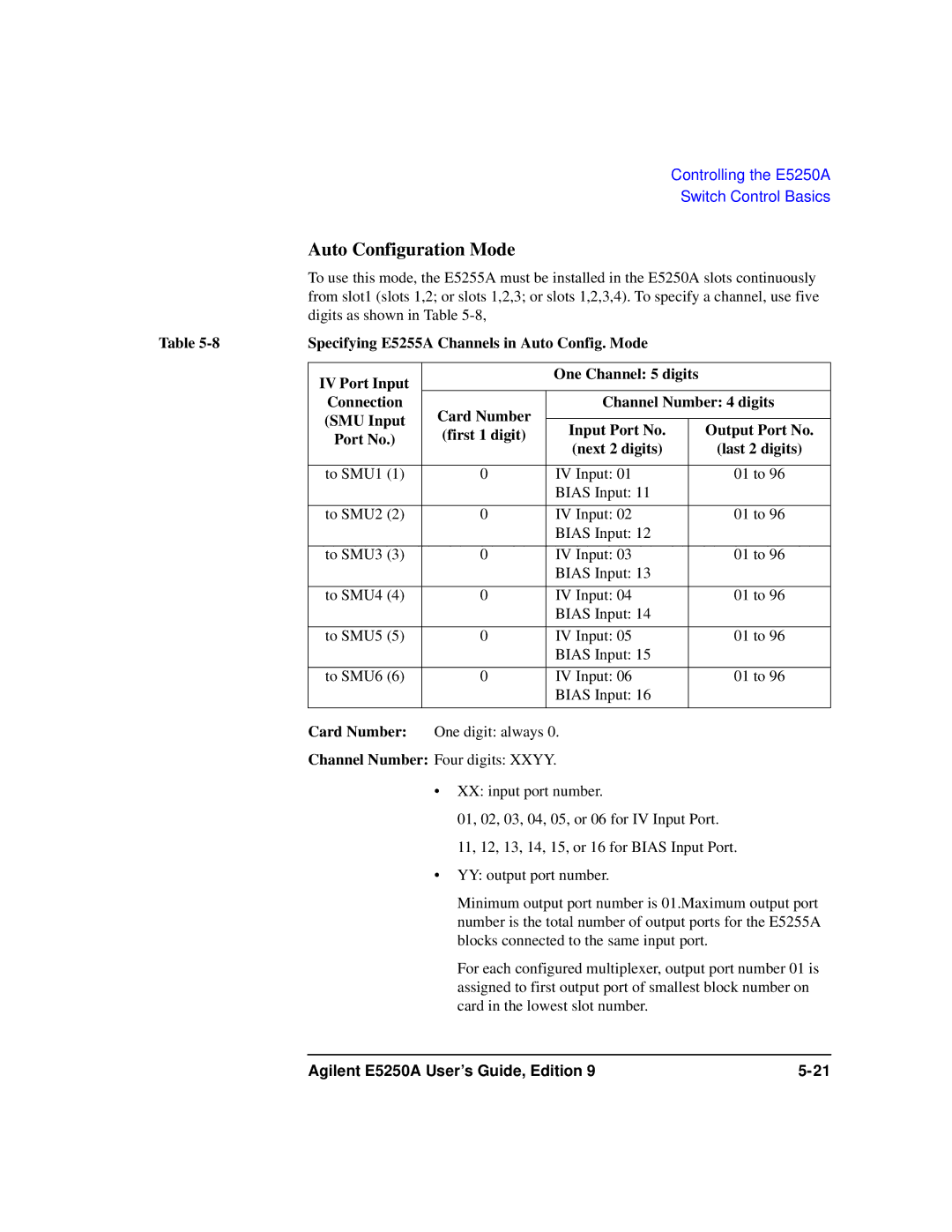 Agilent Technologies Agilent E5250A manual Auto Configuration Mode 