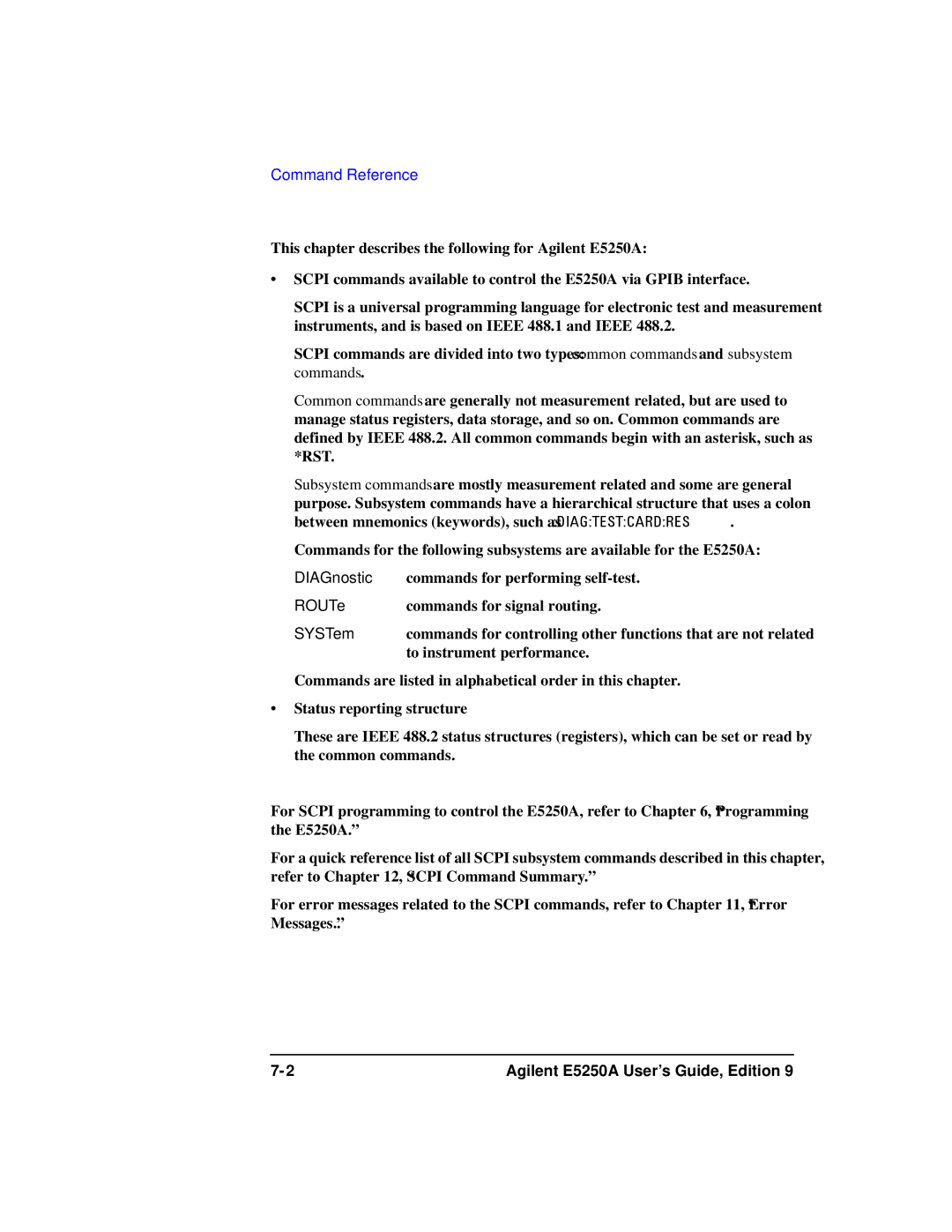 Agilent Technologies Agilent E5250A manual ROUTe, SYSTem 