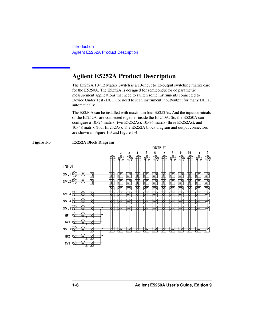 Agilent Technologies Agilent E5250A manual Agilent E5252A Product Description, E5252A Block Diagram 