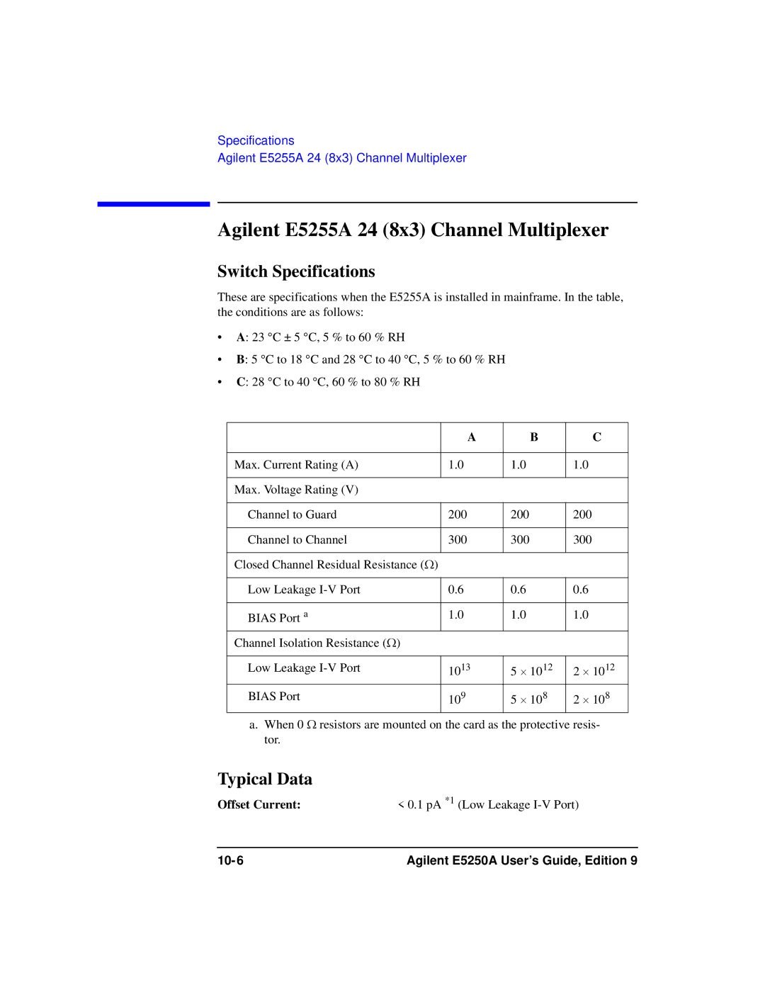 Agilent Technologies manual Agilent E5255A 24 8x3 Channel Multiplexer, Agilent E5250A User’s Guide, Edition 