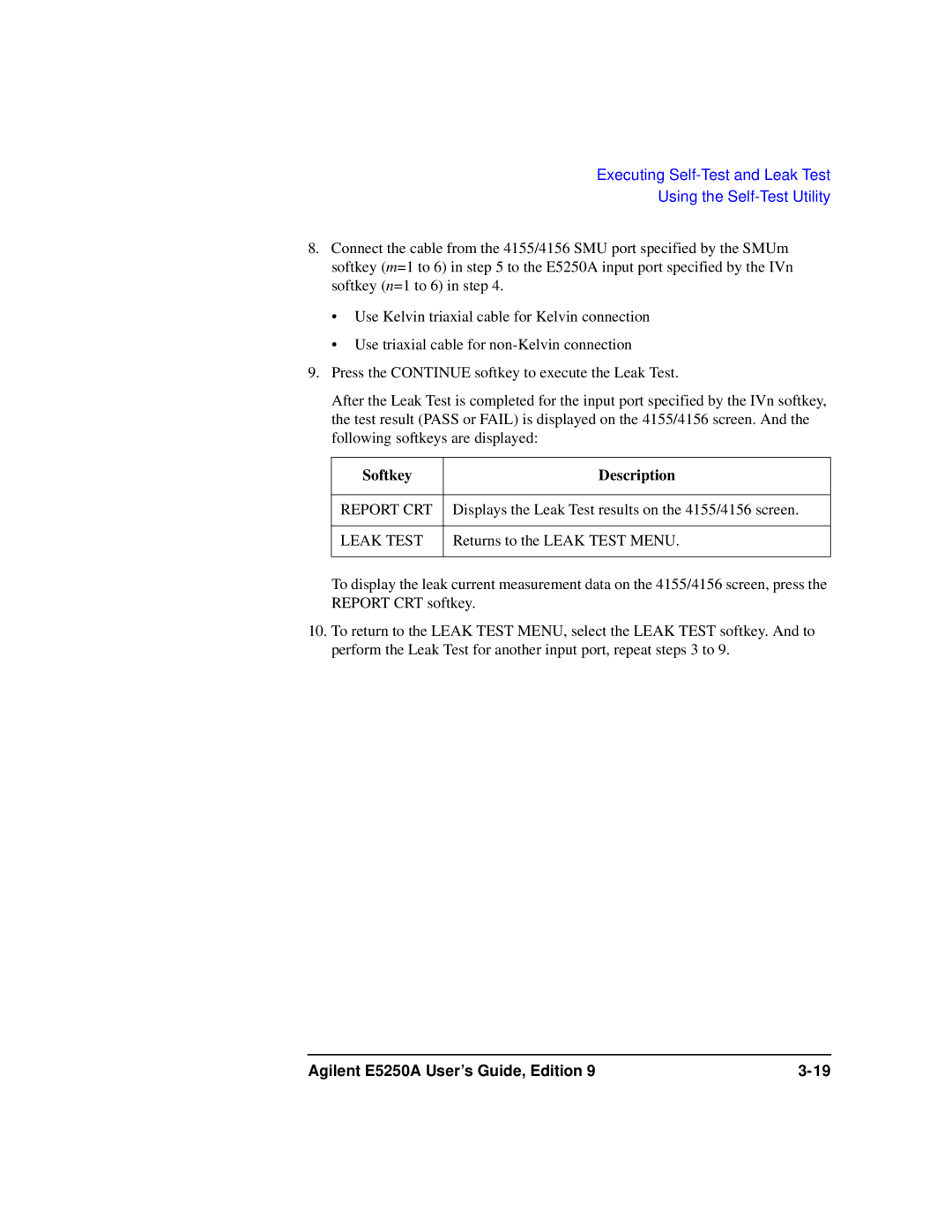 Agilent Technologies Agilent E5250A manual Report CRT 