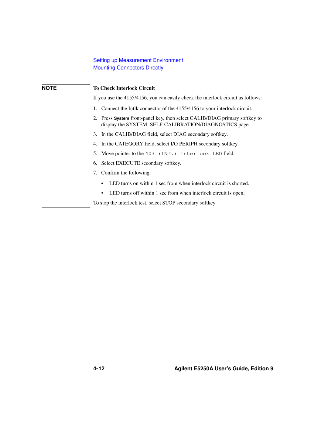 Agilent Technologies Agilent E5250A manual To Check Interlock Circuit 