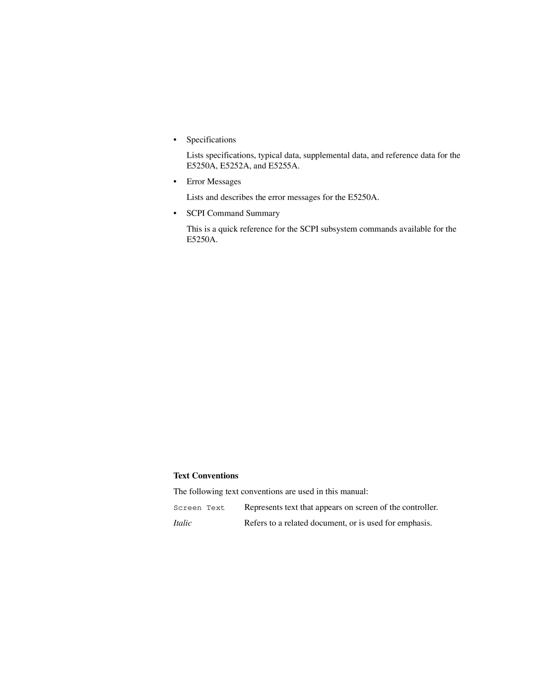 Agilent Technologies Agilent E5250A manual Text Conventions 