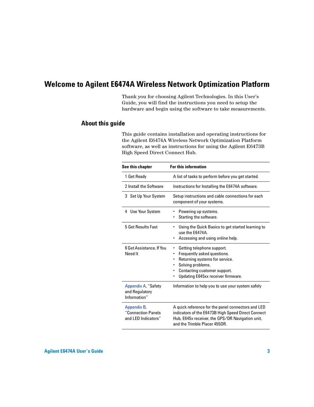 Agilent Technologies Agilent E6474A manual About this guide, See this chapter For this information 