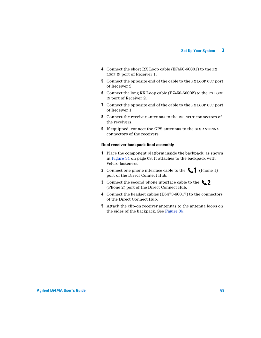 Agilent Technologies Agilent E6474A manual Dual receiver backpack final assembly 