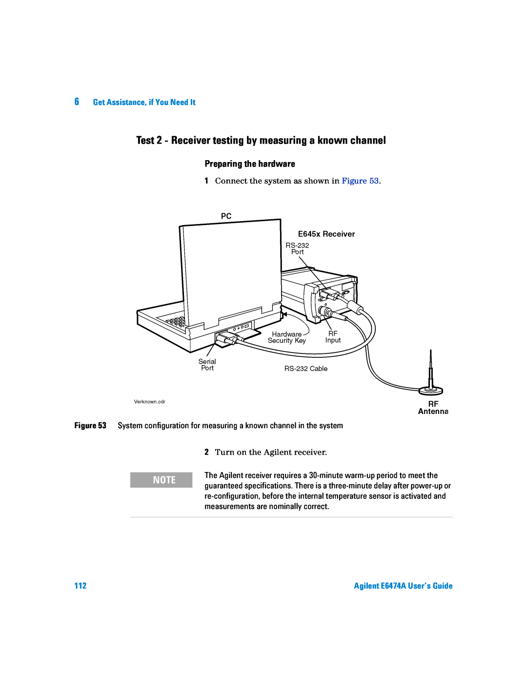 Agilent Technologies Agilent E6474A manual Test 2 - Receiver testing by measuring a known channel, Preparing the hardware 