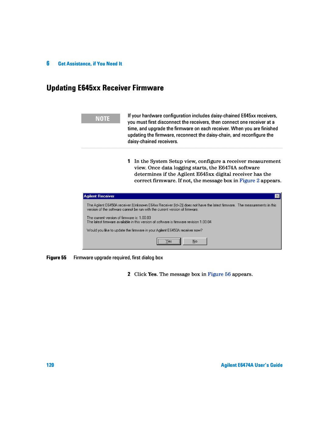Agilent Technologies Agilent E6474A manual Updating E645xx Receiver Firmware, Get Assistance, if You Need It 