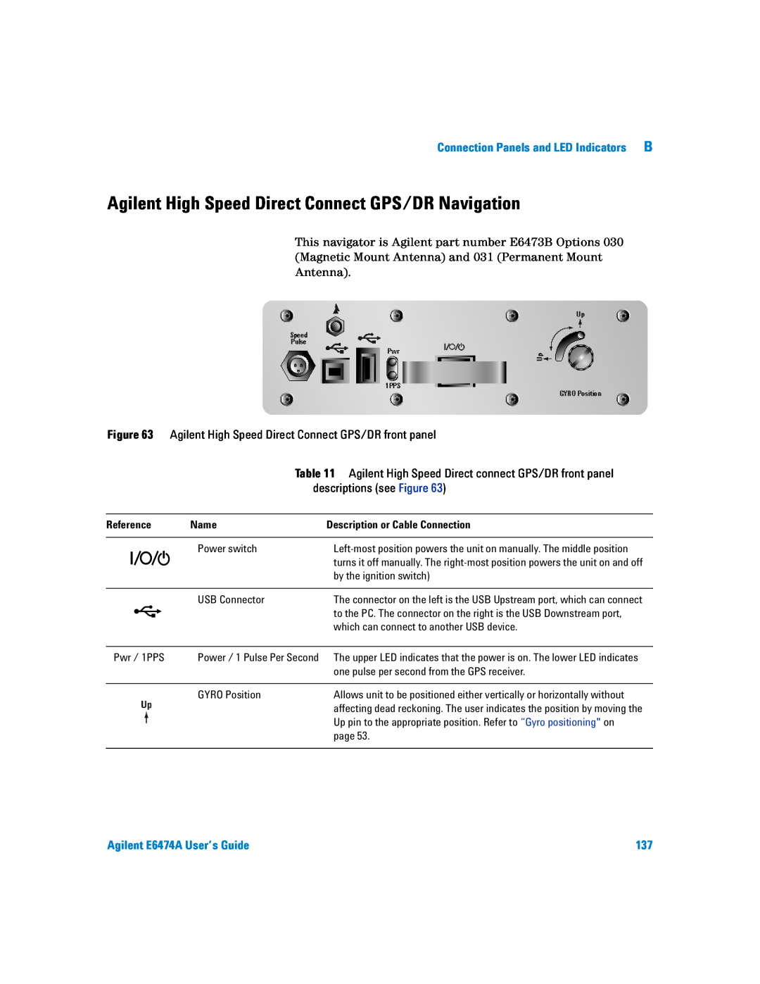 Agilent Technologies Agilent E6474A manual Agilent High Speed Direct Connect GPS/DR Navigation, descriptions see Figure 