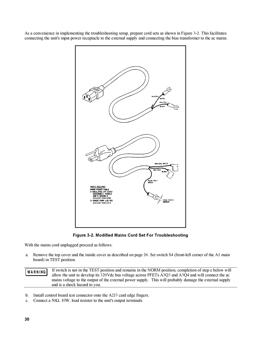 Agilent Technologies AGILENT MODELS 6023A and 6028A service manual Modified Mains Cord Set For Troubleshooting 