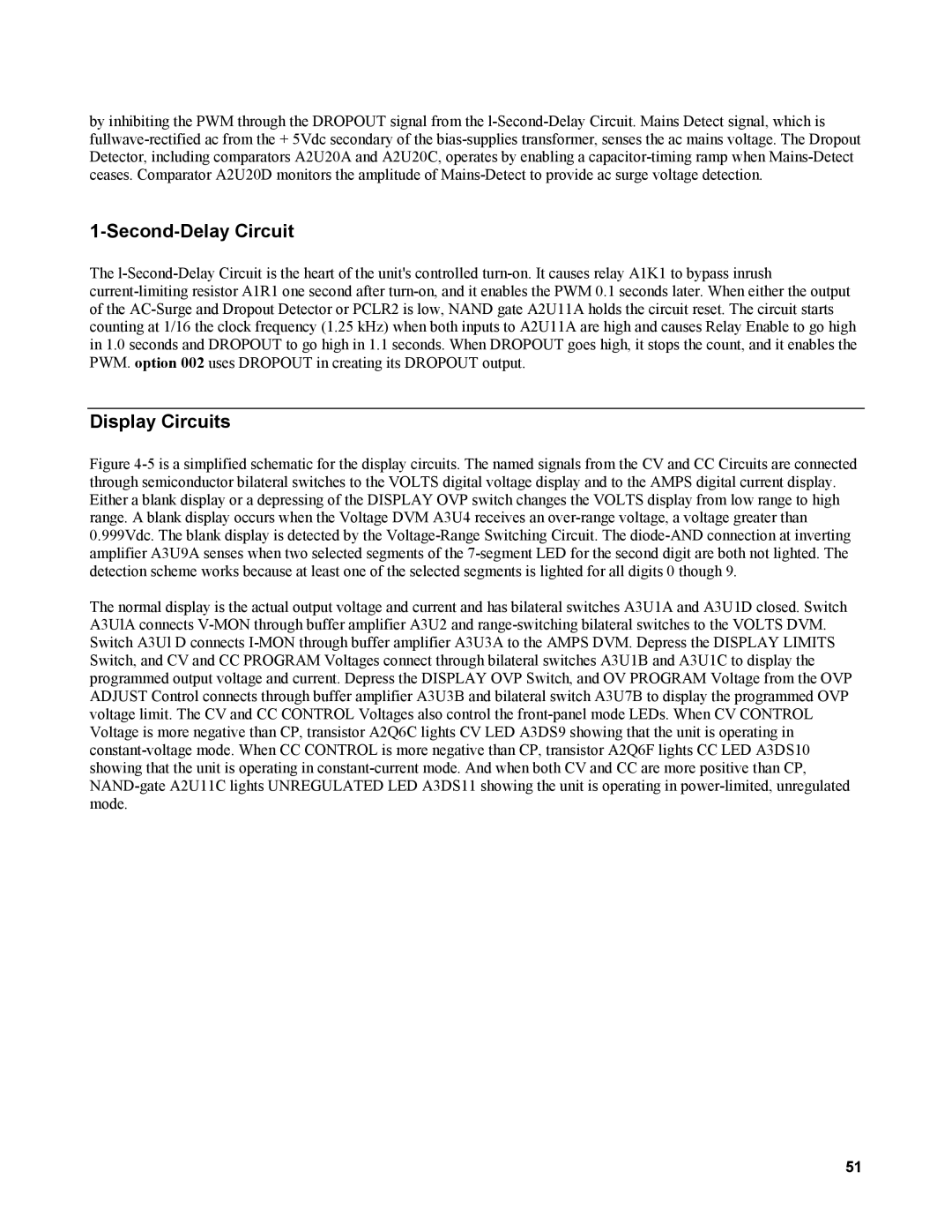 Agilent Technologies AGILENT MODELS 6023A and 6028A service manual Second-Delay Circuit, Display Circuits 