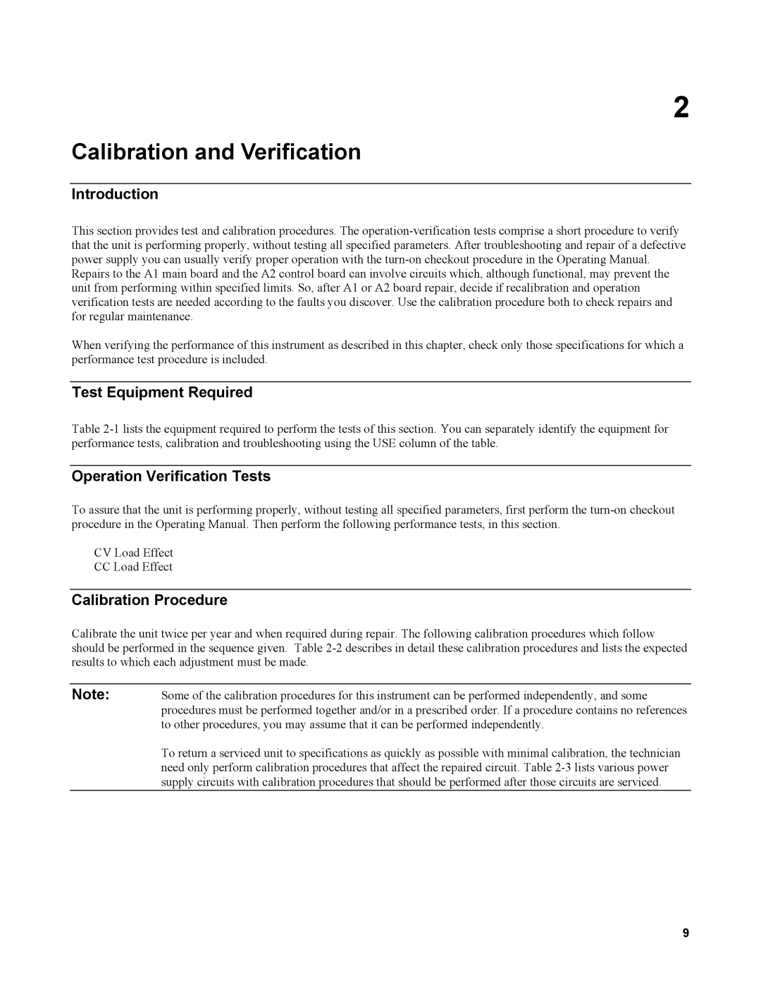 Agilent Technologies AGILENT MODELS 6023A and 6028A Introduction, Test Equipment Required, Operation Verification Tests 