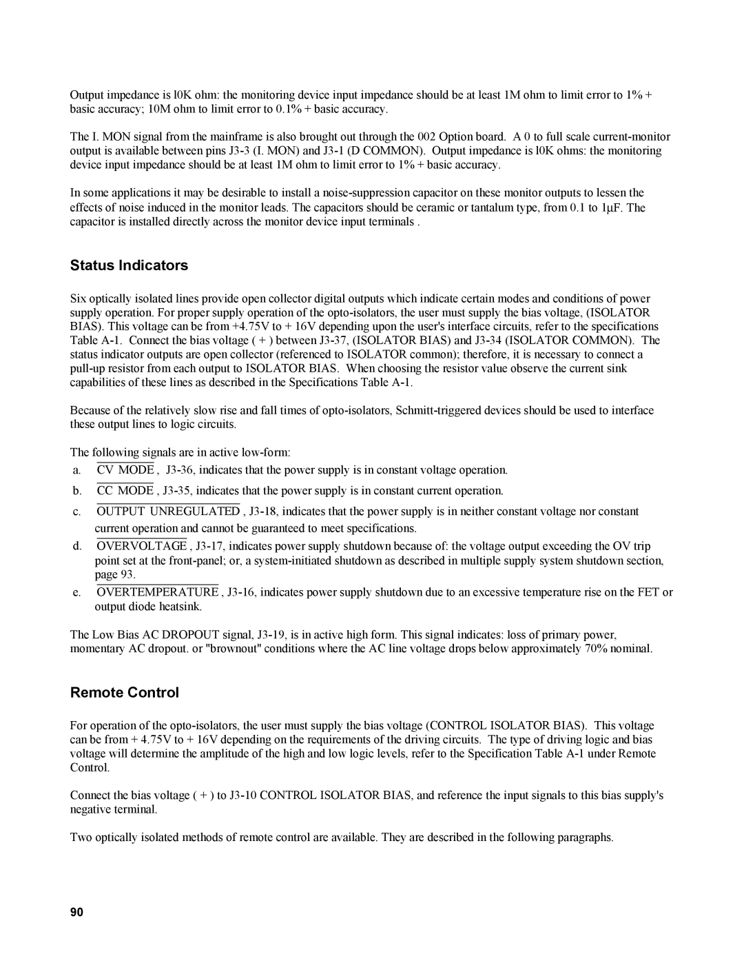 Agilent Technologies AGILENT MODELS 6023A and 6028A service manual Status Indicators, Remote Control 