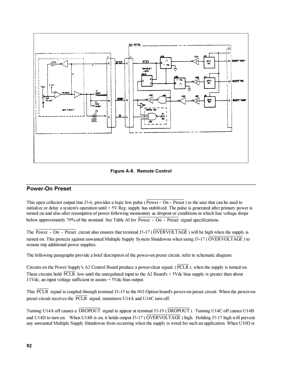 Agilent Technologies AGILENT MODELS 6023A and 6028A service manual Power-On Preset, Figure A-8. Remote Control 