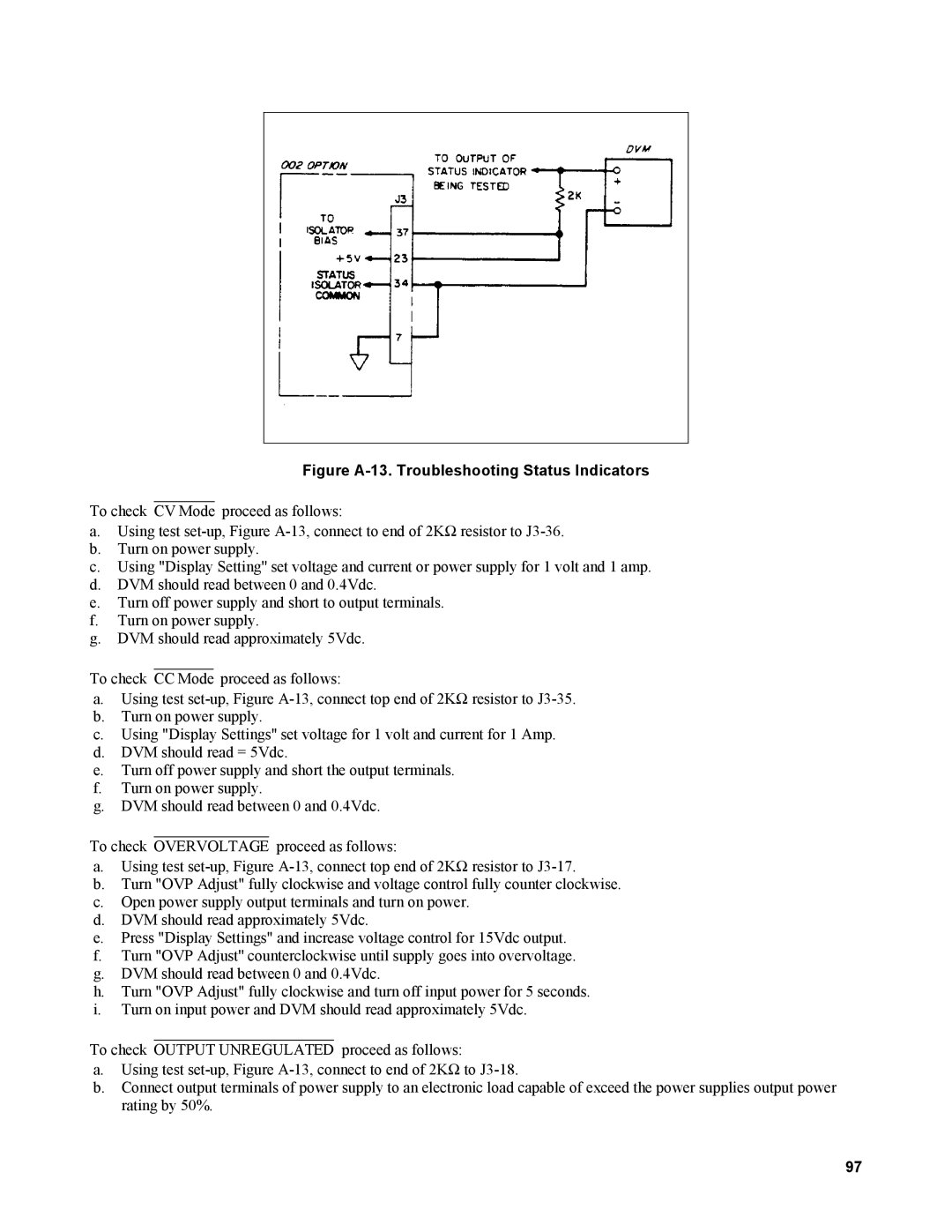 Agilent Technologies AGILENT MODELS 6023A and 6028A service manual Figure A-13. Troubleshooting Status Indicators 