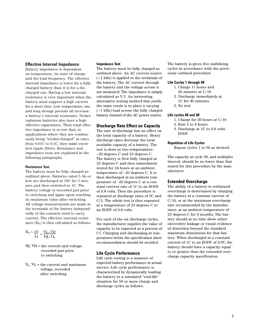 Agilent Technologies AN 372-2 manual Effective Internal Impedance, Life Cycle Performance, Extended Overcharge 