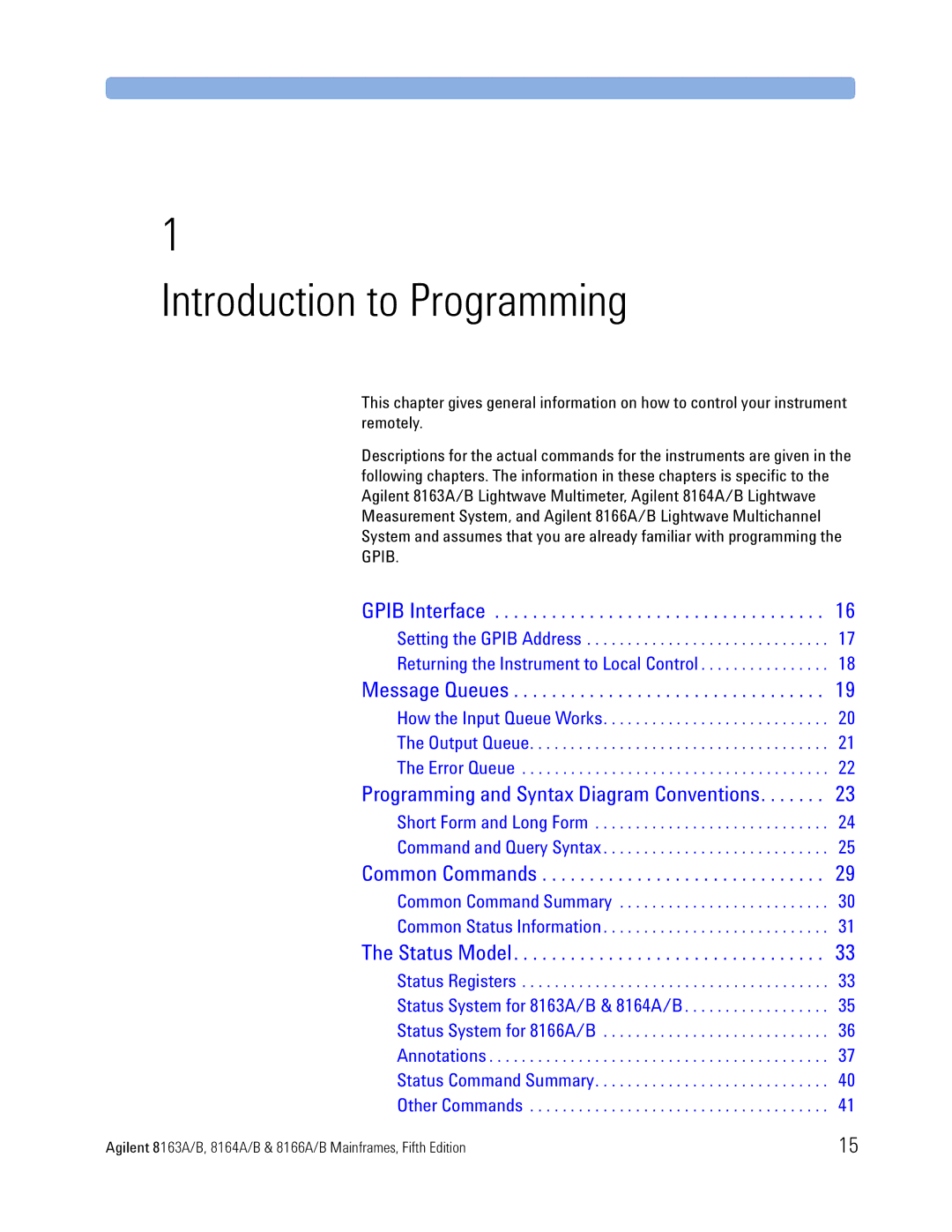 Agilent Technologies 8164A, B, 8166A, 8163A manual Introduction to Programming 